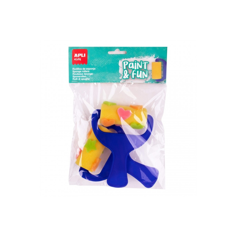 Rouleaux éponge Apli avec formes - Coeurs et étoiles - Stimulation sensorielle - Créativité - Coordination œil-main