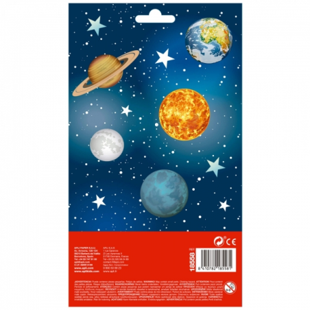 Apli Sachet de Stickers Planètes - Holographiques - Adhésif Permanent - Idéal pour le Scrapbooking et la Décoration - Stimule
