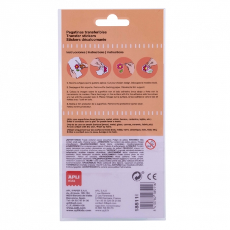 Apli Sachet d'autocollants transférables en forme de fleur – Comprend 1 feuille avec 8 autocollants et un bâton en bois –