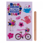 Apli Sachet d'autocollants transférables en forme de fleur – Comprend 1 feuille avec 8 autocollants et un bâton en bois –