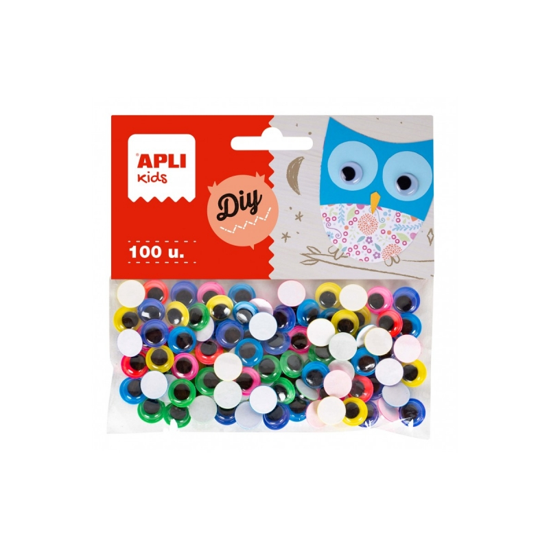 Yeux mobiles adhésifs Apli - Grand pouvoir d'adhérence - Idéal pour les travaux manuels scolaires et les ateliers d'enfants