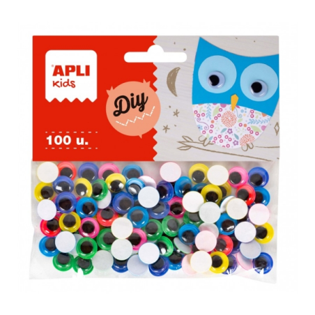 Yeux mobiles adhésifs Apli - Grand pouvoir d'adhérence - Idéal pour les travaux manuels scolaires et les ateliers d'enfants