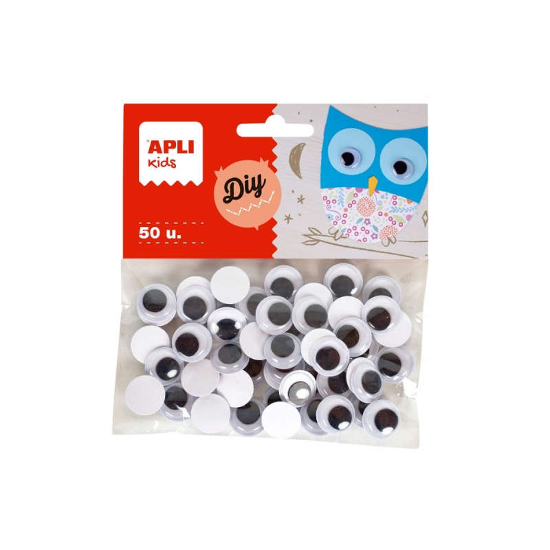 Yeux mobiles adhésifs ronds Apli - Excellente adhérence - Polyvalent pour les travaux manuels - Idéal pour les écoles et les
