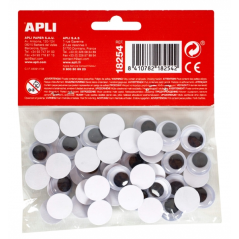 Yeux mobiles adhésifs ronds Apli - Excellente adhérence - Polyvalent pour les travaux manuels - Idéal pour les écoles et les