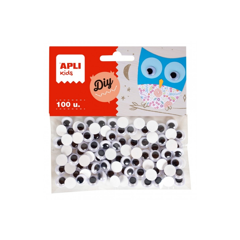 Yeux mobiles adhésifs Apli - Grand pouvoir d'adhérence - Polyvalent pour plusieurs surfaces - Idéal pour les travaux manuels et