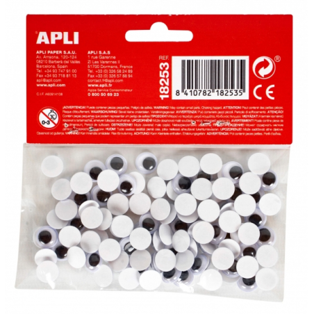 Yeux mobiles adhésifs Apli - Grand pouvoir d'adhérence - Polyvalent pour plusieurs surfaces - Idéal pour les travaux manuels et