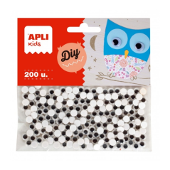 Yeux mobiles adhésifs ronds Apli - Grand pouvoir d'adhérence - Polyvalent pour plusieurs surfaces - Idéal pour les travaux