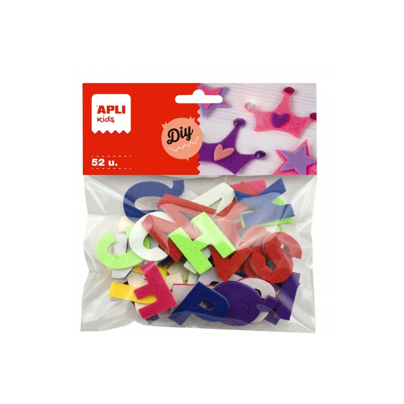 Apli Lettres en Feutre Assorties - Grande Résistance - Idéal pour l'Artisanat et l'Éducation des Enfants - Couleurs Assorties