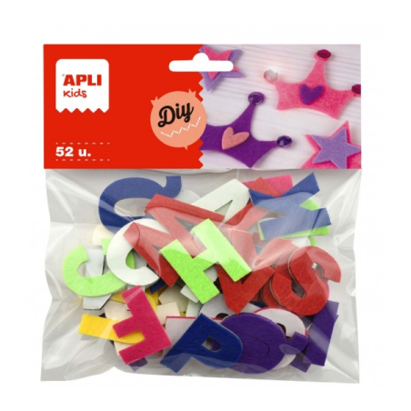Apli Lettres en Feutre Assorties - Grande Résistance - Idéal pour l'Artisanat et l'Éducation des Enfants - Couleurs Assorties