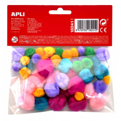 Apli Pack de 50 Pompons Soft Touch - Idéal pour le bricolage des enfants - Stimule la créativité - Couleurs assorties