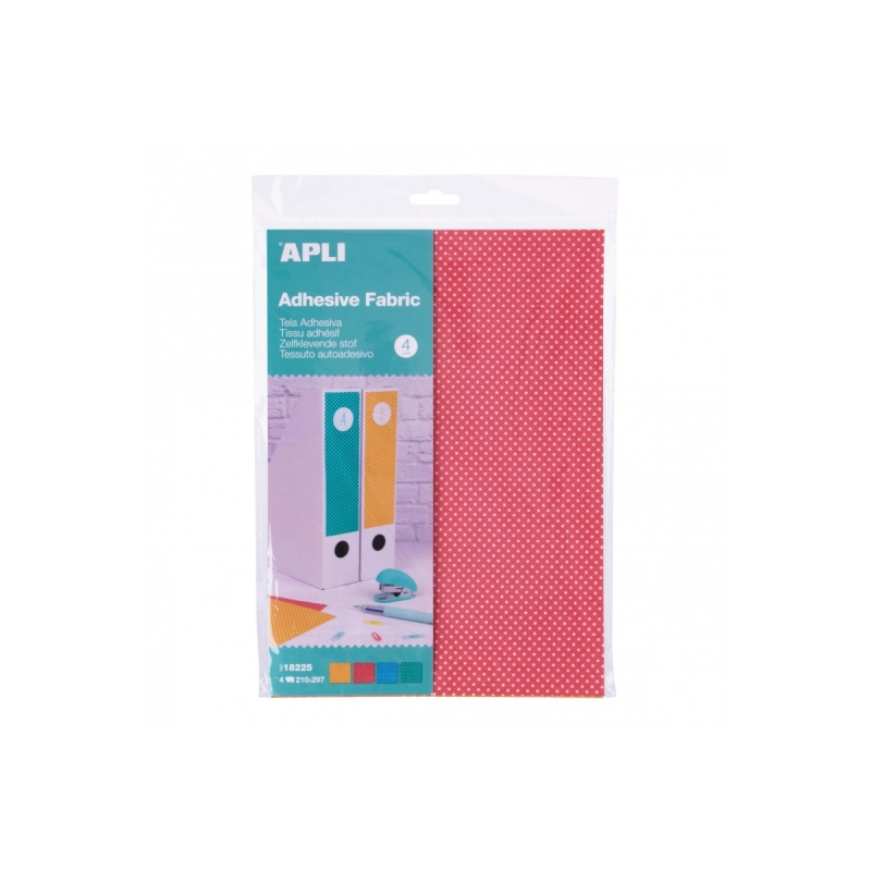 Apli Tissus adhésifs A4 - 4 feuilles avec imprimé à pois - Adhésif permanent - Idéal pour le scrapbooking et les travaux