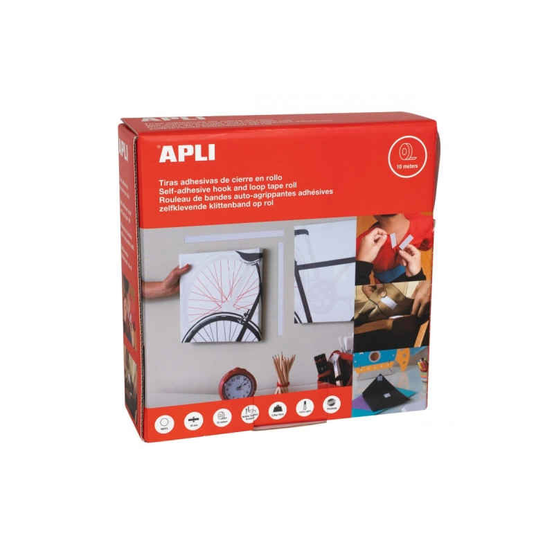 Apli Dévidoir de Ruban Adhésif Boucle à Crochet - Union Sécurisée - Réutilisable - Résistance jusqu'à 10 kg - Adhésif Acrylique