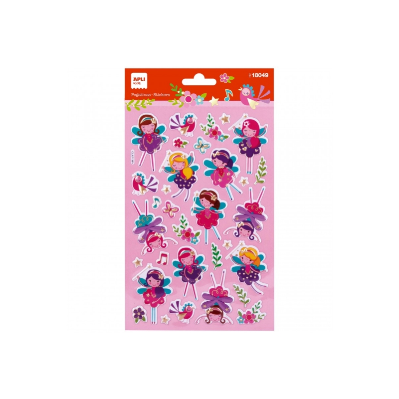 Apli Sachet de Stickers Fées - Finition Métallique - Adhésif Permanent - Idéal pour le Scrapbooking et la Décoration - Stimule