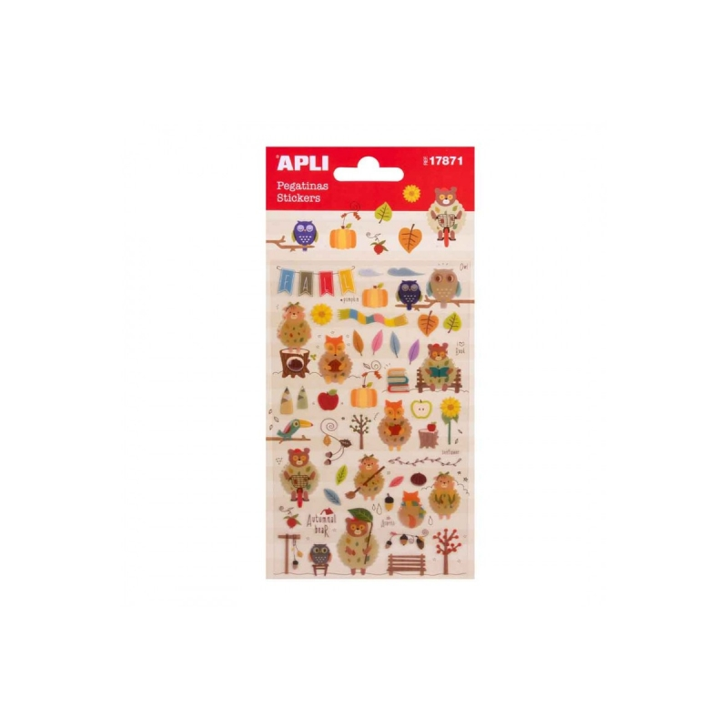 Apli Sachet de Stickers Automne - Finition Epoxy - Adhésif Permanent - Idéal pour le Scrapbooking et la Décoration - Favorise