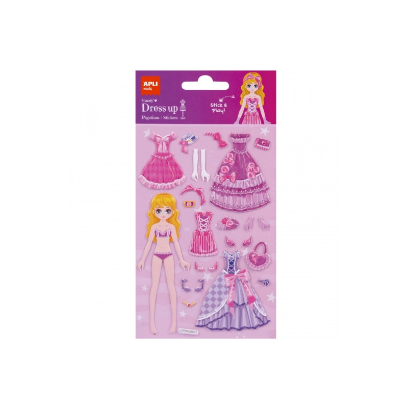 Apli Sachet d'autocollants d'habillage 3D Modèle Candy - Autocollants amovibles - Scénario inclus - Encourage la créativité et