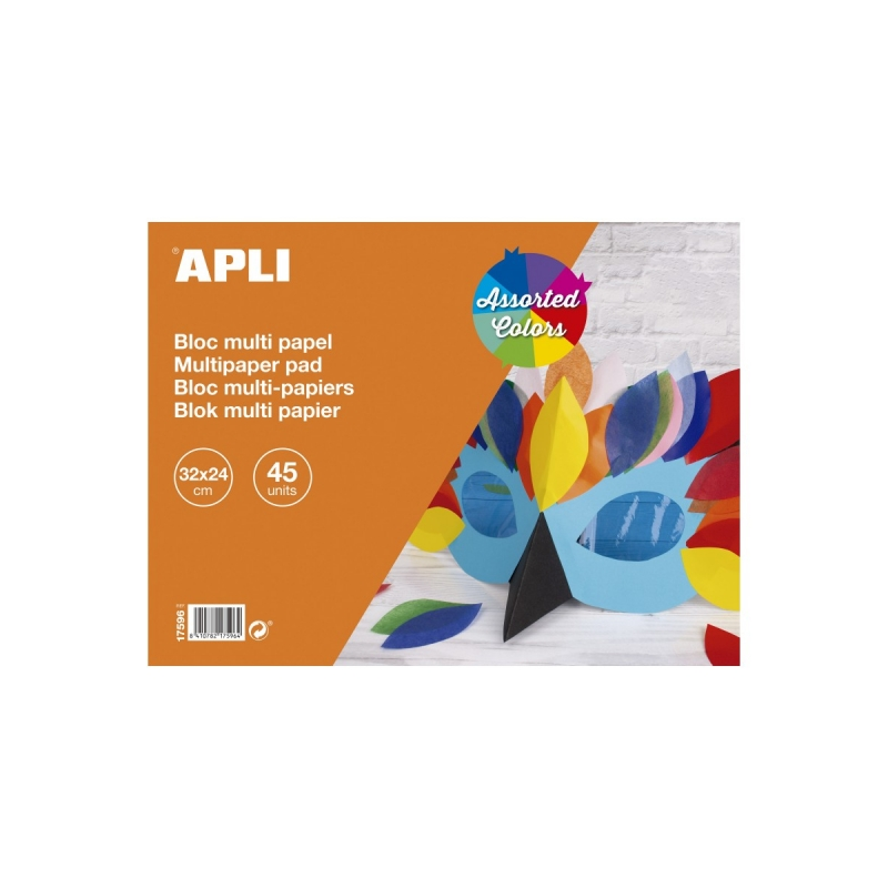 Bloc de papier assorti Apli - Papier cuir verni - Papier de soie - Papier cellophane - Papier aluminium - Carton - Idéal pour