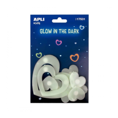 Apli Cœurs Luminescents 3D - Glow in the Dark - Adhésif Permanent - Décoration Polyvalente