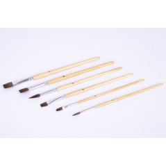 Apli Pack de 6 Pinceaux en Bois pour Enfants - Pointe Ronde - Poils de Cheval - Encourage la Créativité et la Collaboration