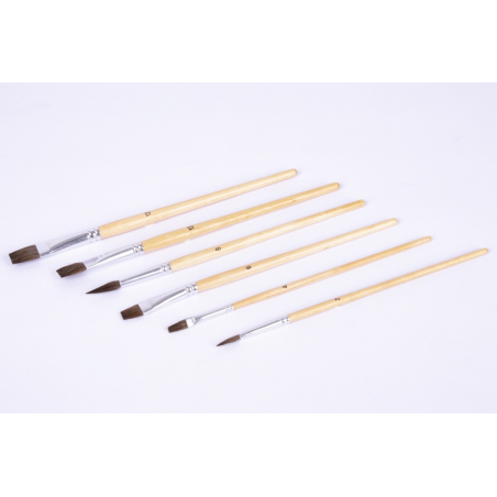 Apli Pack de 6 Pinceaux en Bois pour Enfants - Pointe Ronde - Poils de Cheval - Encourage la Créativité et la Collaboration