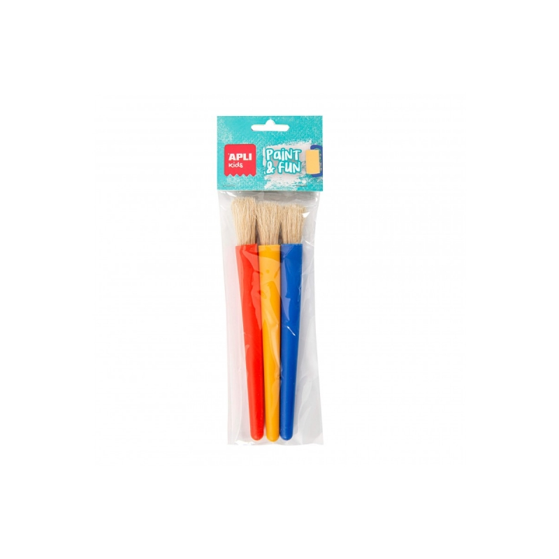 Apli Pack de 3 Pinceaux Jumbo pour Enfants - Pointe Ronde - Poils Synthétiques - Idéal pour le Développement Créatif et