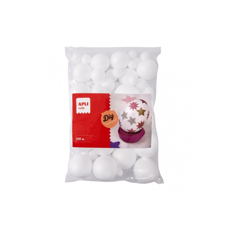 Boules en polystyrène Apli - Haute densité - Faciles à découper et à peindre - Format MAXI Idéal pour les écoles - Parfaites