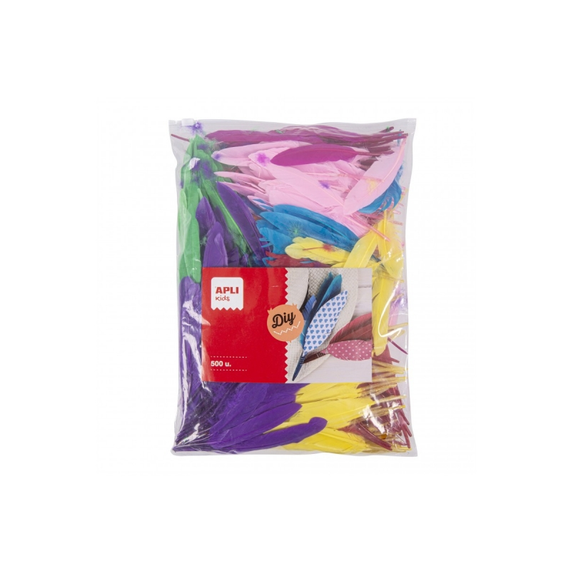 Apli Pack de 500 Plumes Indiennes - Format MAXI - Idéal pour les écoles et ateliers d'enfants - Stimule l'imagination et la