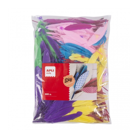 Apli Pack de 500 Plumes Indiennes - Format MAXI - Idéal pour les écoles et ateliers d'enfants - Stimule l'imagination et la