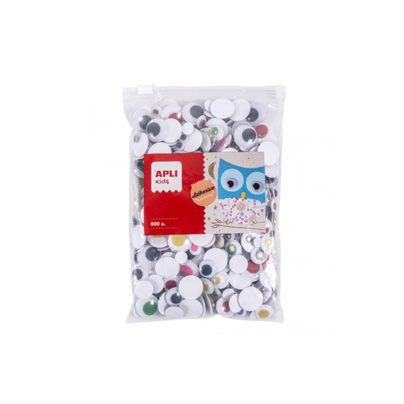 Yeux mobiles adhésifs Apli - Grande adhérence - Format MAXI - Idéal pour les écoles et l'artisanat - Couleur jaune