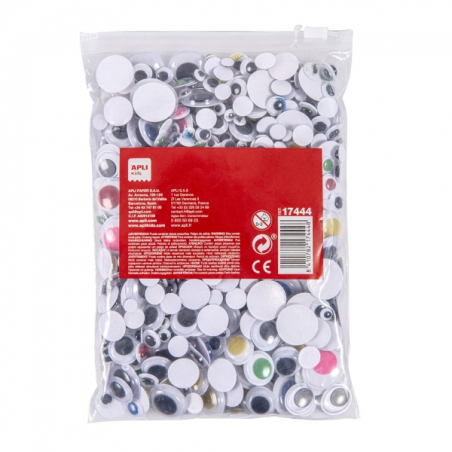 Yeux mobiles adhésifs Apli - Grande adhérence - Format MAXI - Idéal pour les écoles et l'artisanat - Couleur jaune