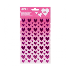 Apli Sachet d'Autocollants Coeur - Adhésif Permanent - Idéal pour Scrapbooking - Décoration Album et Carte - Stimule la