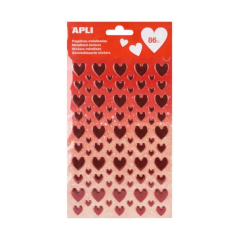 Apli Sachet d'autocollants en forme de coeur - Différentes tailles - Finition époxy - Adhésif permanent - Stimule la créativité