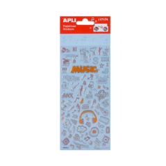 Apli Sachet de Stickers Musicaux - Finition Goutte d'Eau - Adhésif Permanent - Idéal pour le Scrapbooking et la Décoration