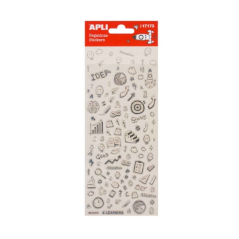Apli Sachet d'Autocollants avec Symboles - Finition Goutte d'Eau - Adhésif Permanent - Favorise la Créativité et la