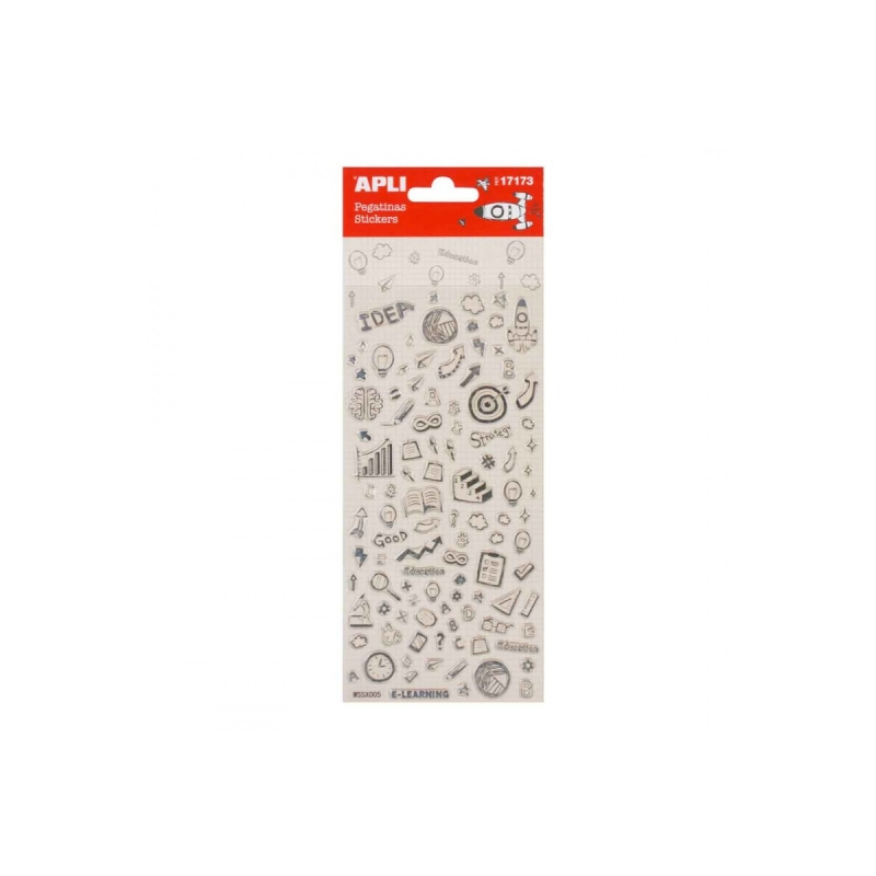 Apli Sachet d'Autocollants avec Symboles - Finition Goutte d'Eau - Adhésif Permanent - Favorise la Créativité et la