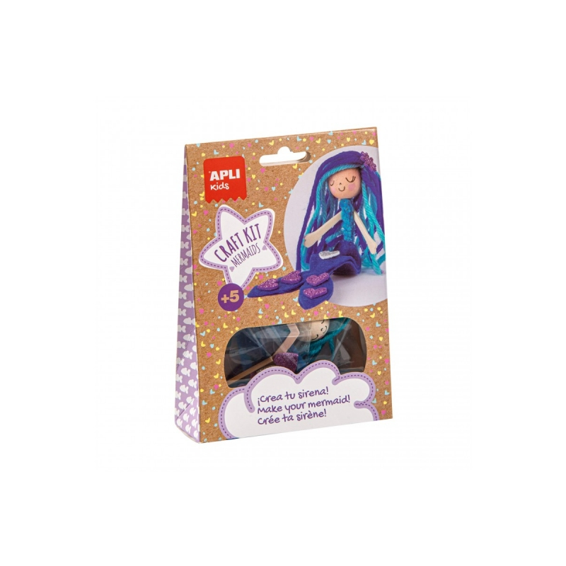 Apli Mini Blue Mermaid Craft Kit - Réduit le stress - Augmente l'estime de soi - Améliore la mémoire - Développe la