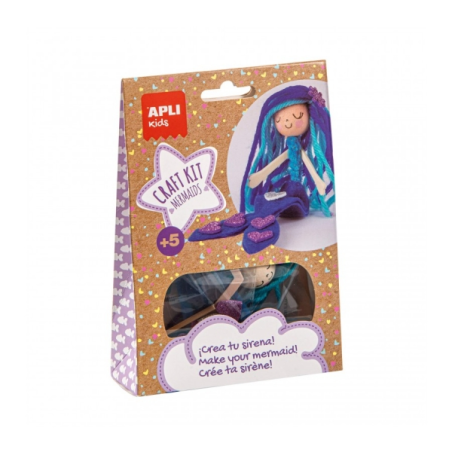 Apli Mini Blue Mermaid Craft Kit - Réduit le stress - Augmente l'estime de soi - Améliore la mémoire - Développe la