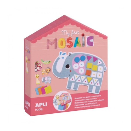 Apli Mosaïque d'Animaux de la Jungle - 5 Feuilles XL Prédécoupées - 8 Feuilles de Caoutchouc EVA - Facile à Utiliser avec Guide