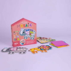 Apli Mosaïque d'Animaux de la Jungle - 5 Feuilles XL Prédécoupées - 8 Feuilles de Caoutchouc EVA - Facile à Utiliser avec Guide