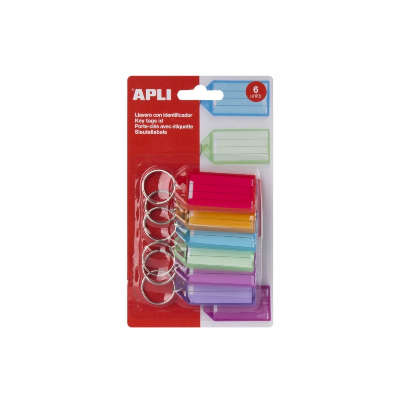 Apli Pack de 6 Porte-clés Premium avec Étiquette - Ouverture Facile - Idéal pour les Bureaux, les Entrepôts et la Maison