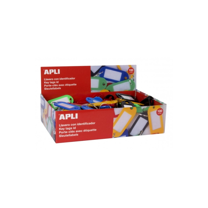Apli Pack de 100 Porte-clés avec Étiquette - Ouverture Facile - Idéal pour Bureaux, Entrepôts et Maison - Couleur Jaune