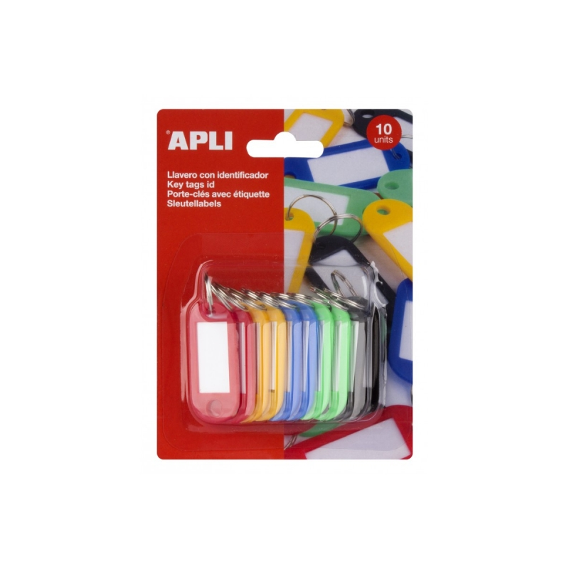 Apli Pack de 10 Porte-clés avec Étiquette - Système de Porte-Étiquettes à Ouverture Facile - Idéal pour les Bureaux, les