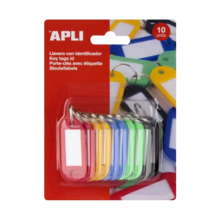 Apli Pack de 10 Porte-clés avec Étiquette - Système de Porte-Étiquettes à Ouverture Facile - Idéal pour les Bureaux, les