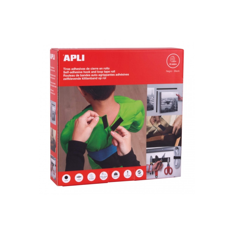 Apli Dévidoir de Ruban Adhésif Boucle à Crochet - Union Sécurisée - Réutilisable - Résistance jusqu'à 10 kg - Adhésif Acrylique