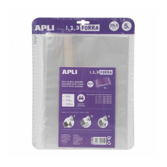 Apli Lot de 5 housses transparentes en polypropylène - Rabat auto-ajustable - Doublure facile en 3 étapes - Pas besoin de