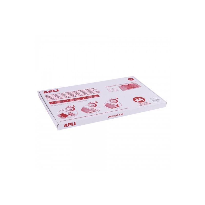 Apli Boite de 25 Housses PVC Transparentes à Rabat Auto-Ajustable - Adaptables sans Découper - Adhésif Ecologique