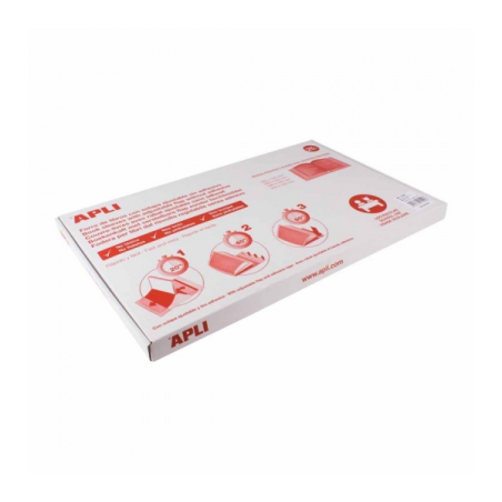Apli Boîte de 25 housses PVC transparentes - Rabat auto-ajustable - Doublure facile en 3 étapes - Respectueuse de