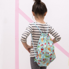 Sac en tissu Apli avec fermeture à cordon - Dessins d'animaux - Idéal pour la maternelle, l'école ou les excursions