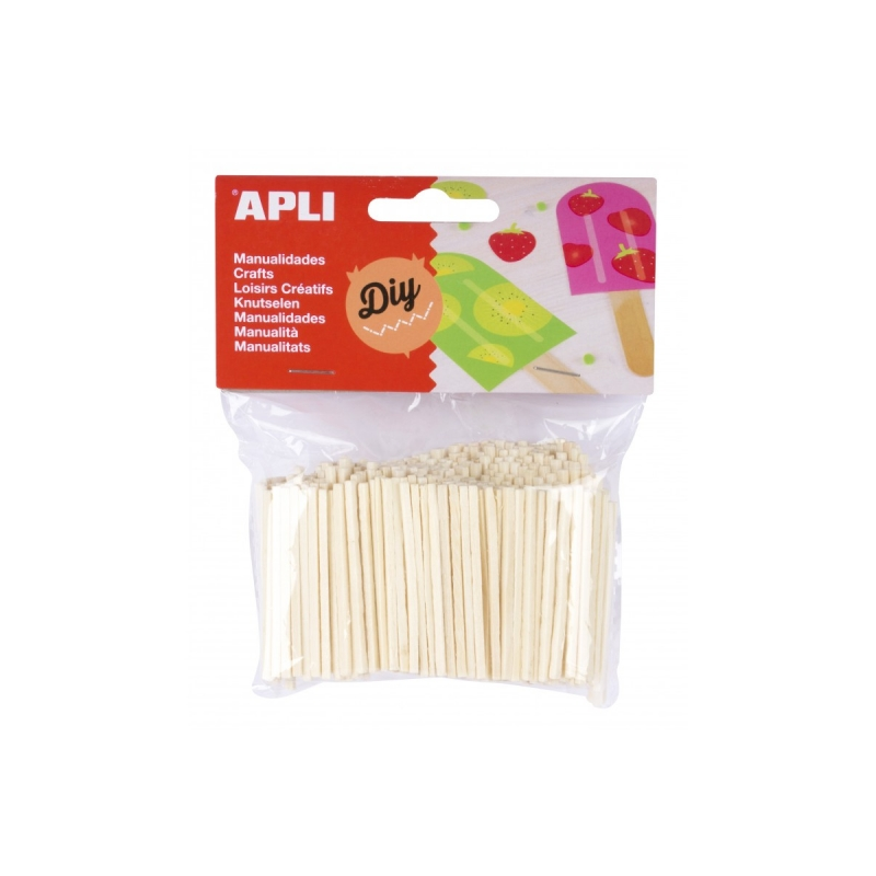 Apli Lot de 500 mini bâtons en bois - Grande résistance - Facile à coller, peindre et découper - Idéal pour le bricolage et le