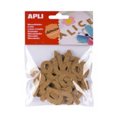 Apli Pack de 52 Lettres Adhésives en Liège - Idéal pour Scrapbooking - Décoration Carnets - Personnalisation Cadeaux - Loisirs