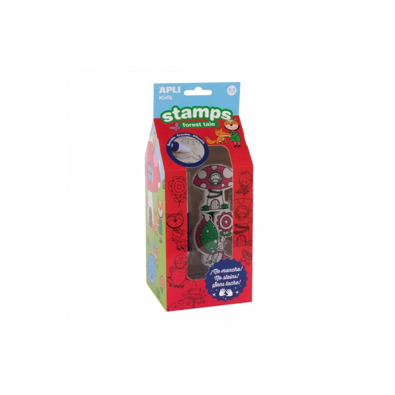 Apli Magic Forest Kids Stamp Set - Encre effaçable - Non toxique - Lavable - Développe les compétences créatives